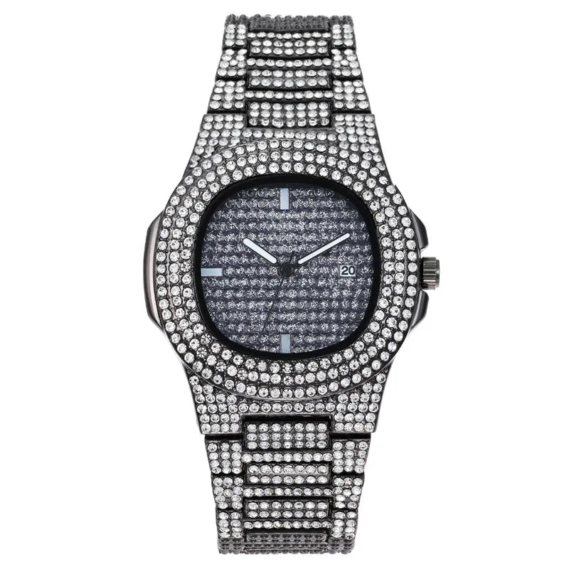 Fashion Iced Out Watch for Men Women Luxury Diamond Unisex Watches Hip Hop Calendar Quartz Wristwatches Relogio Drop Shipping