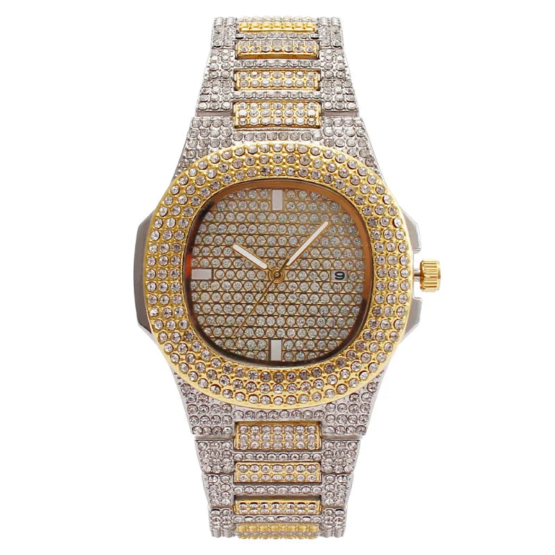 Fashion Iced Out Watch for Men Women Luxury Diamond Unisex Watches Hip Hop Calendar Quartz Wristwatches Relogio Drop Shipping