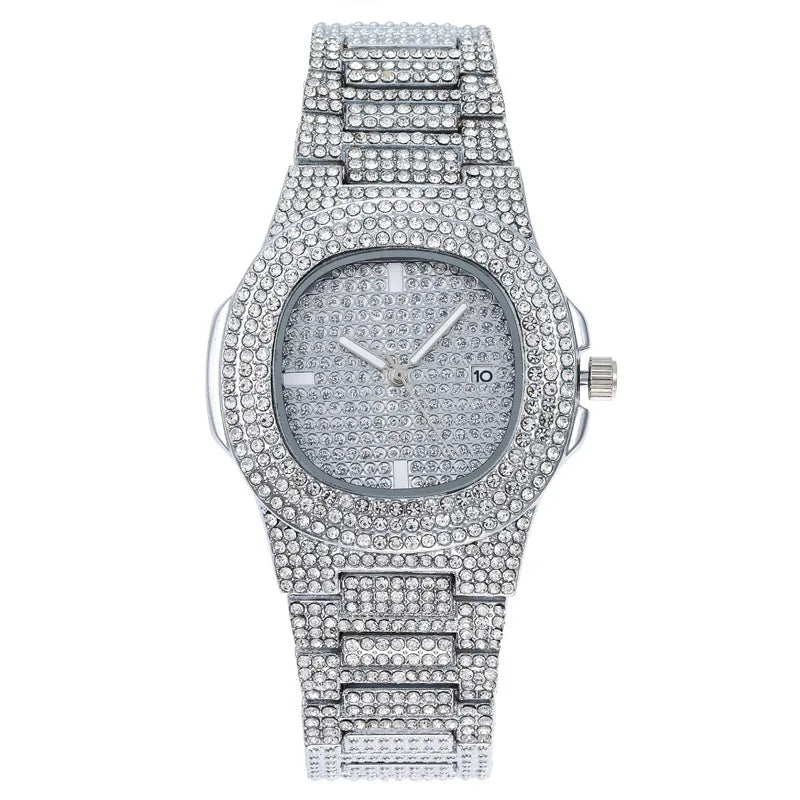 Fashion Iced Out Watch for Men Women Luxury Diamond Unisex Watches Hip Hop Calendar Quartz Wristwatches Relogio Drop Shipping